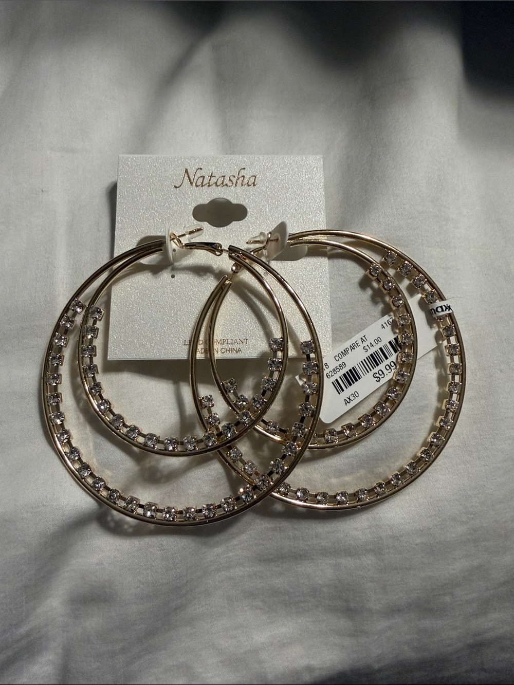 Natasha Couture Rose Gold Hoop Earrings with Crystal Accents